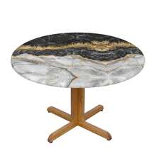 Marble Round Fitted Tablecloth With Elastic Edged, Circle Tablecover Waterproof  Household Table Cover For Outdoor Indoor Patio Kitchen,Home Kitchen Dining Camping Table Decor 40~50 In - Marble Gold Leaf - 查看 1