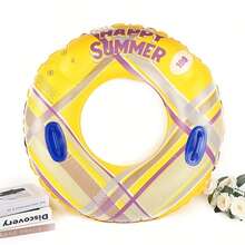 Inflatable Round Swimming Ring With Handles - Thick Bright Color Water Fun Toy Suitable For Home Pool, Outdoor And Garden - Multicolor - View 6