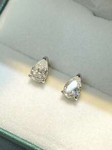 2pcs 925 Silver 1-3 Carat Moissanite Stud Earrings, Suitable For Women's Daily Wear, Commute, Party, Vacation, Birthday, New Year, Valentine's Day, Mother's Day, Wedding Anniversary, Engagement, Christmas Jewelry Gift - Silver - View 2