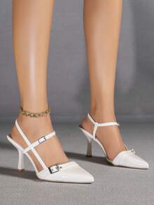 Women's White Pointed Toe Fashion Party Daily Casual Versatile Comfortable Soft Bottom Stiletto High Heel Shoes - White - View 2