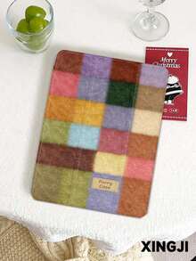 1个可爱毛绒格子图案平板电脑保护套，兼容10.2英寸（第十代）/（A16）11英寸（第十一代，2025款）、Pro 11英寸（2021/2020款）、Galaxy Tab A8 10.5英寸（2022款）、Matepad 10.4/Tab，带笔槽，防摔，平板电脑支架，自动休眠/唤醒 - 彩色 - 查看 1