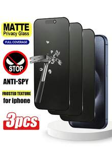 Bộ 3 miếng dán màn hình cường lực mờ, độ cứng 9H, chống nước, chống trầy xước, viền chống vỡ, tương thích với iPhone 11/12/13/14/15/15Pro/15Plus/15Pro Max/16/16Pro/16Plus/16Pro Max/17/17Pro/17Pro Max/17e - màu đen - Xem 16