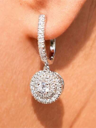 1 Đôi bông tai dáng dài đính đá Cubic Zirconia xinh xắn dành cho nữ, thích hợp làm quà tặng dự tiệc, lễ đính hôn, kỷ niệm, ngày Valentine.