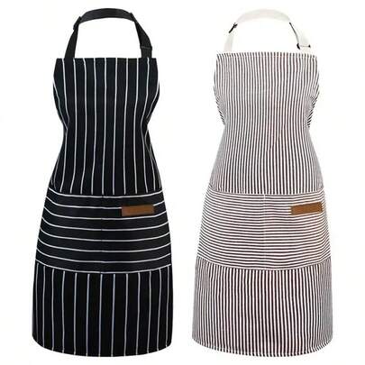 Adjustable Bib Apron With 2 Pockets Cooking Kitchen Aprons For Women Men Chef