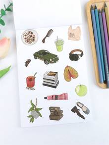 Fruit Icon & Pastel Letter Sticker Book, DIY Scrapbooking Decoration For Girl's Diary - A - View 4