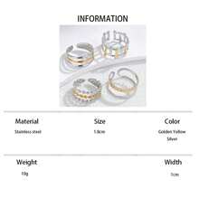 4pcs Stainless Steel Ombre Gold Open Ring Set, Suitable For Women Wear Or Gift - Yellow Gold - View 6