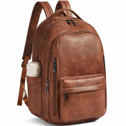 LATMAP 30L Backpack Purse For Women Men Laptop Backpack, Faux Leather Travel Work Backpack Teacher Bookbag Fits 15.6 17" Laptop