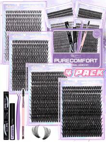 1120Pcs D Curl 4 Styles Lash Clusters Kit 10-18mm Eyelash Clusters Lash Kit Natural&Volume Lashes Clusters With Lash Bond&Seal/Remover/Tweezer/Brush Great Value Bundle - Black - View 14