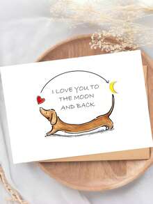 1 Thiệp chúc mừng hình chó Dachshund kèm phong bì, "Anh yêu em đến tận mặt trăng và trở lại", Thiệp lãng mạn kỷ niệm ngày cưới và Ngày Valentine dành cho vợ chồng, người yêu, Thiết kế hình chú chó dễ thương. - Nhiều màu - Xem 3