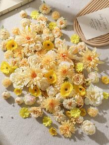 15件/50件黄色花朵装饰套装，适用于节日庆典、派对装饰、帽子装饰、花环、家居装饰、花园装饰、生日蛋糕装饰、桌面装饰、DIY工艺品 - 黃色 - 查看 5