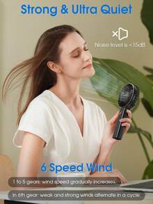 Ventilador digital portátil, ventilador de mano plegable, recargable por USB, capacidad de batería de 2000mAh (cada uno)*2, 6 velocidades ajustables, adecuado para viajes, exteriores y uso en oficina - Multicolor - Ver 8