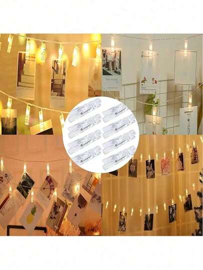 10/1 pieza Pinzas acrílicas transparentes mini, adecuadas para fotos y decoración del hogar, pinzas para colgar fotos, fotos de cuerdas, fondos de fiesta, pinzas para colgar fotos, Día de San Valentín, decoraciones de fiesta festiva.