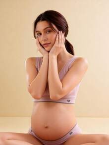 Hart & Haze 1件式孕妇蕾丝边交叉无钢圈无缝哺乳文胸，粉色 - 粉色 - 查看 3