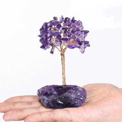 شجرة الحياة من الأمثيست ، ديكورات شجرة المال ، الكريستالات والأحجار الشافية ، أحجار كريمة لطاقة ريكي الإيجابية ، هدايا التأمل لغرفة البنفسجي ومكتب المكتب فنغ شوي للنساء