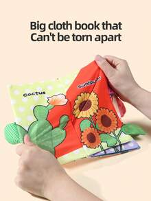 1本0-3岁婴儿布艺沙沙书，可水洗咀嚼玩具，早教4页布书，蒙特梭利婴儿玩具，婴儿手册，派对礼物，生日礼物，新生儿派对礼物，儿童节礼物 - 彩色 - 查看 11