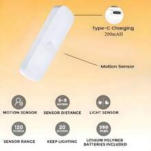 1pc Wall-Mounted Reading Light, Adjustable Brightness Sticky Double-Layer Bed Lamp, Magnetic Cabinet Undershelf Lighting, Rechargeable Battery Powered, Wireless LED Light, Suitable For Wardrobe And Kitchen, Portable, Suitable For Makeup - Multicolor - View 7