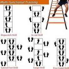 1pc Black Rope & Orange Slice Agility Ladder Speed Training Equipment, Sports Agility Ladder Fitness Ladder, Suitable For Football, Speed Training, Football Fitness Foot Training - Orange - View 4