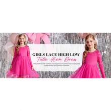 Flower Girl Long Sleeve Lace Tutu Dress High Low Hem Flowy Formal Wedding Party Dress - 白色 - 查看 5