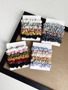 Bộ 4/5/6 dây buộc tóc xếp ly nhiều màu sắc, phụ kiện tóc tối giản thanh lịch cho kiểu tóc hàng ngày. - Nhiều màu - Xem 6