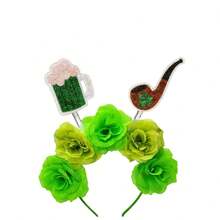 1pc Clover Rose Party ABS Plastic Cute 3D Flower Headband, St. Patrick's Day Green Headpiece - Multicolor - View 11