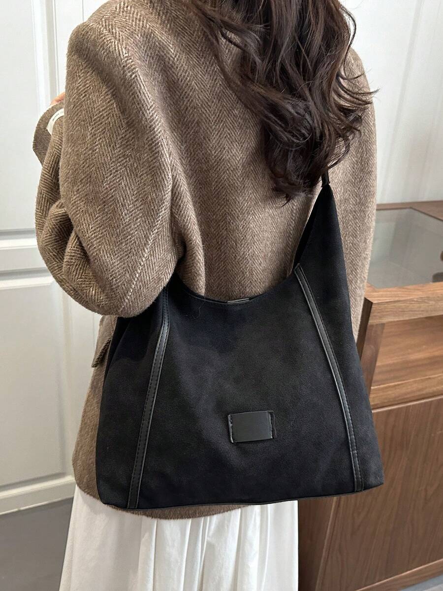 New Retro Fashion Casual Commuter Versatile Large Capacity Minimalist Chic Shoulder Crossbody Bag - Black - View 1