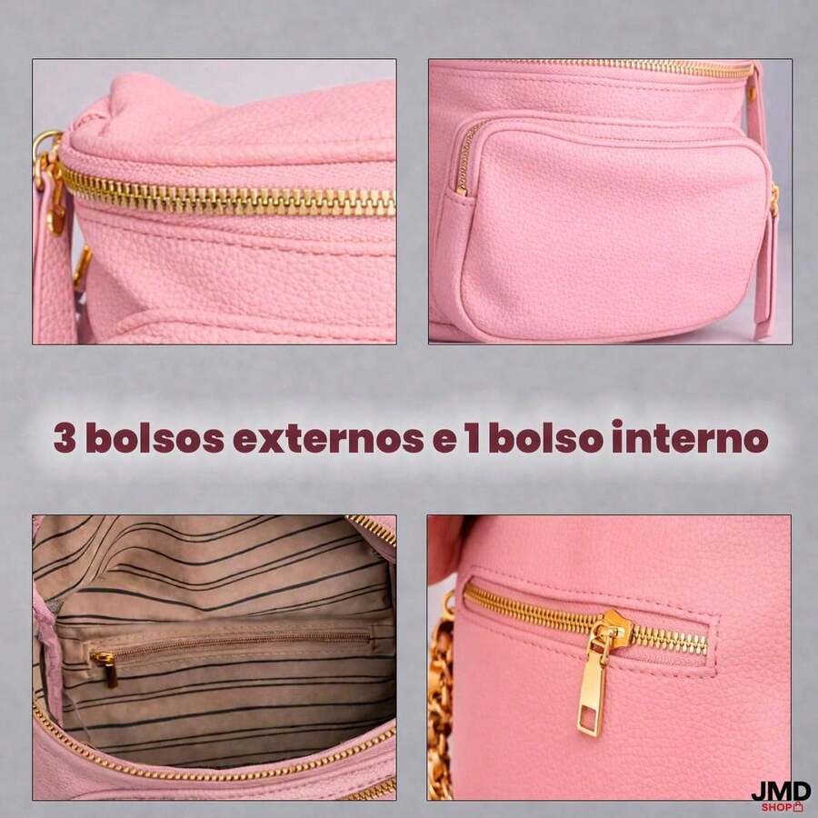 Compact Women's Handbag With Elegant Design And Smart Organization. - Rosa Claro - View 1