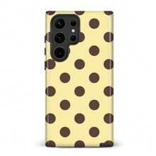 Yellow And Brown Polka Dot Phone Case - Shock-Proof Phone Case, Compatible With IPhone 17/16/15/14/13/12/11 Pro Max/Pro Plus/12 Mini/13 Mini, Suitable For Galaxy S26 S25 S24 S23 S22 S21 Plus Ultra Phone Case. - Yellow Base With Brown Dots - View 8