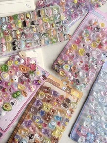 3D立体浮雕贴纸，DIY手机壳，剪贴簿，贴纸交换，卡通动物贴纸，纯色贴纸 - 彩色 - 查看 3