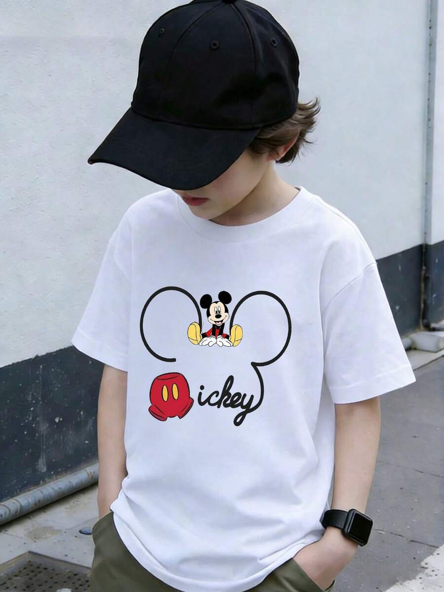 Disney Mickey Mouse Graphic T-Shirt For Boys & Girls, Ages 2-14 – Short Sleeve Kids' Tee For Everyday & Summer, Express Delivery - trắng - Xem 1