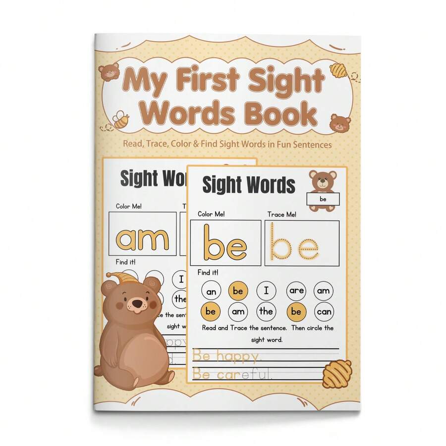 Kids Beginner Sight Word Learning Game Toy | Color The Word + Trace The Word + Find It | Read & Trace Simple Sentences Practice Sheets | Early English Literacy & Handwriting Skills For Home/Class/Travel - Word Workbook - View 1