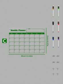 1pc Magnetic Weekly Meal Planner - Refrigerator Whiteboard (Includes 6pcs Magnetic Whiteboard Pens), Reusable Monthly & Weekly Calendar Planner - Multicolor - View 15