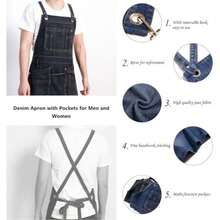1 chiếc tạp dề denim thời trang, nhiều túi, thoáng khí, thích hợp cho nhà bếp, phòng ăn, quán cà phê, cửa hàng thú cưng, thợ xăm, người bán hoa, thợ mộc, thợ máy, họa sĩ, làm mộc nặng, có túi đựng dụng cụ. - 1 mảnh màu trơn - Xem 4