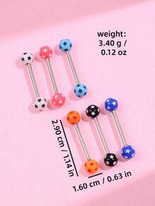 6件套时尚独特舌环，朋克摇滚性感别致夜光星形设计，适合日常佩戴、派对和节日场合。 - 彩色 - 查看 6