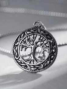 男女通用时尚合金凯尔特生命之树世界树吊坠项链 - 銀色 - 查看 4