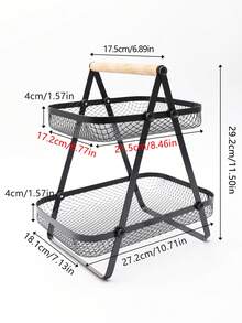 1个可拆卸双层铁艺水果篮，木柄零食收纳架，多种颜色可选，大容量台面水果篮，客厅厨房蔬菜收纳篮，咖啡桌收纳架，派对甜点蛋糕架，家居必备，节省空间，易于清洁，适用于家庭厨房浴室办公室 - 彩色 - 查看 13