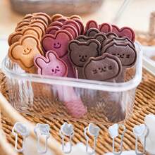 6 Pieces Small Animal Theme Cookie Mold, Family Baking Supplies, Cartoon Cranberry Cookie Biscuit Bread Baking Cutter Biscuit Cutter Biscuit Stamp - White - View 4