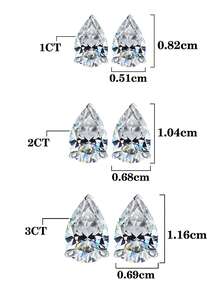 2pcs 925 Silver 1-3 Carat Moissanite Stud Earrings, Suitable For Women's Daily Wear, Commute, Party, Vacation, Birthday, New Year, Valentine's Day, Mother's Day, Wedding Anniversary, Engagement, Christmas Jewelry Gift - Silver - View 4