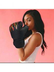 一副印有时尚火焰图案的专业拳击手套 - 彩色 - 查看 6