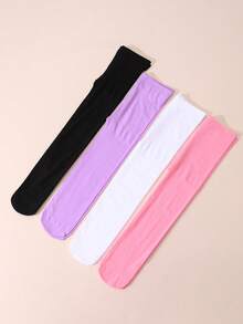 4 piezas Mallas de baile para niñas, material de terciopelo minimalista y versátil, suave y ajustado, adecuado para la práctica de baile de niñas - Multicolor - Ver 6