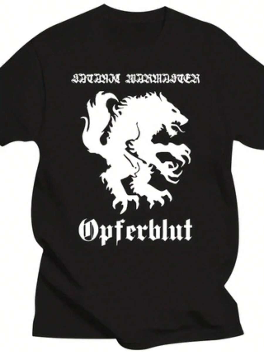 Satanic Warmaster Opferblut T Shirt Black Metal New! The A-Team Short Sleeve Tee Shirt Summer Clothing Harajuku Men's T-Shirts - 黑色 - 查看 1