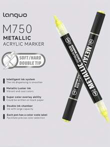 Set de 12/24/48 colores de marcadores de pintura acrílica de doble punta, con puntas suaves y firmes, control inteligente de tinta con cámaras de tinta duales, brillo metálico para escribir en múltiples superficies (modelo/piedra/vidrio/cerámica/madera), adecuado para pintura de figuritas, manualidades DIY, grafiti - Marcadores metálicos - Ver 4