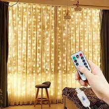 1pc USB Powered Curtain Lights, 600/300/200/100 LED String Lights, 8 Modes, Suitable For Birthday, Wedding, Party, Room, Window, Holiday Decoration (Remote Control Batteries Not Included) - USB Plug - View 16