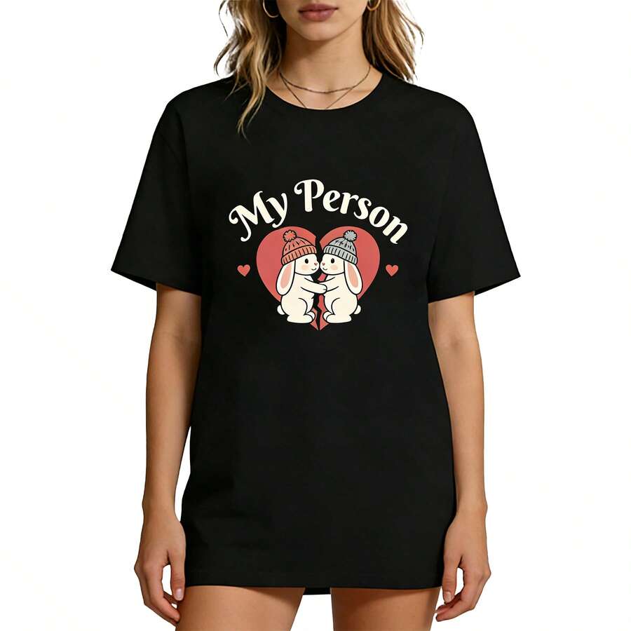 Retro Style Graphic Cotton Tee - Soft Crewneck Short Sleeve Everyday Wear S