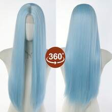 【薄荷绿】清爽浅绿色假发，JK风格甜美自然中分全头直发蕾丝前片长直发 - 薄荷綠 - 查看 7