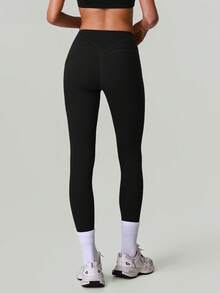 Women's High Waist Tummy Control Yoga Pants, Squat Proof Workout Leggings With Pockets - Black - View 10