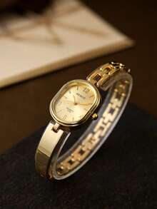1pc Square Bamboo Knot Quartz Watch In Gold/Silver Color, Suitable For Daily Wear And Perfect Gift For Birthday, Christmas - Gold - View 11