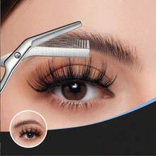 Tijeras de cejas portátiles de acero inoxidable, peine y cortador de cejas, cuchillo de recorte de cejas antiarañazos, herramienta multifuncional de aseo para peinar y recortar las cejas y la barba, una herramienta de cuidado de la belleza para recortar las cejas y el vello facial - Recortadores de cejas - Ver 5