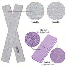 5支装方形指甲锉，美甲工具，100/180目双面指甲抛光锉 - 彩色 - 查看 2