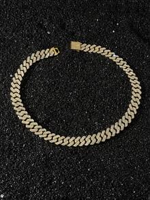 1套男士全钻菱形拼接项链和手链 - Style A - 查看 6