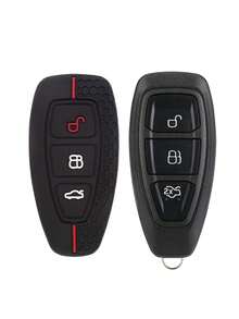 1个黑色硅胶钥匙扣保护套，适用于三键汽车钥匙，车型包括：嘉年华IV / 福克斯III / 三星Galaxy / Fusion / 蒙迪欧IV / 大众B-Max / 大众C-Max II / S-Max / 翼虎II / 翼搏 - A - 查看 3